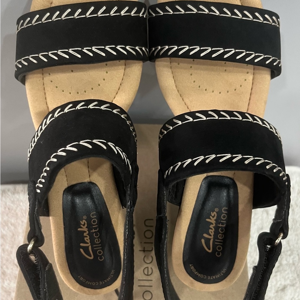 Clarks‎ Black Nubuck Women's Sandals